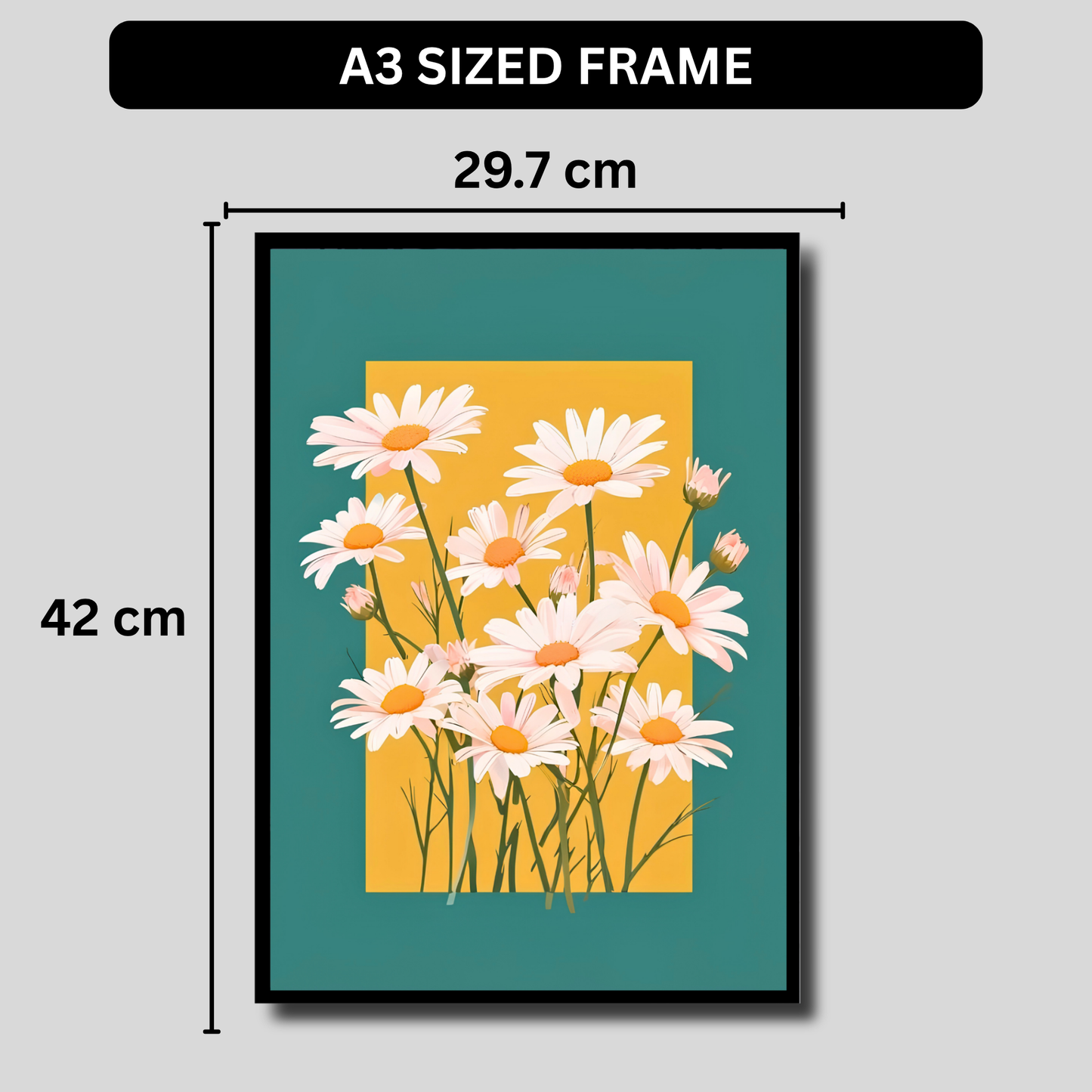 Luxury Minimal Daisy Flower Wall Art| Aesthetic Floral Poster Frame for Living Room, Bedroom & Office | Modern Botanical Wall Decor | Cute Flower Home Décor Gift