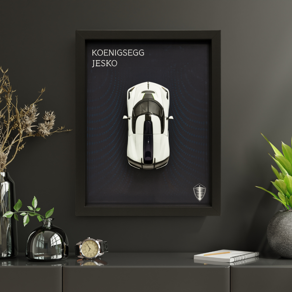 Premium Koenigsegg Jesko 3D Car Frame – Luxury Diecast Wall Art with Real Car on Frame | 1:32 Scale Supercar Display for Collectors & Hypercar Enthusiasts