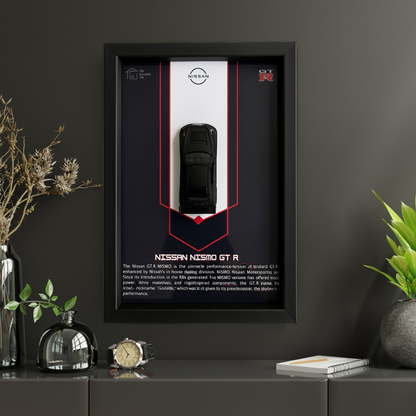 Majorette Black Edition Nissan Nismo GT-R Premium 3D Car Frame – Luxury Diecast Wall Art for JDM Collectors & Car Enthusiasts (1:64 Scale)