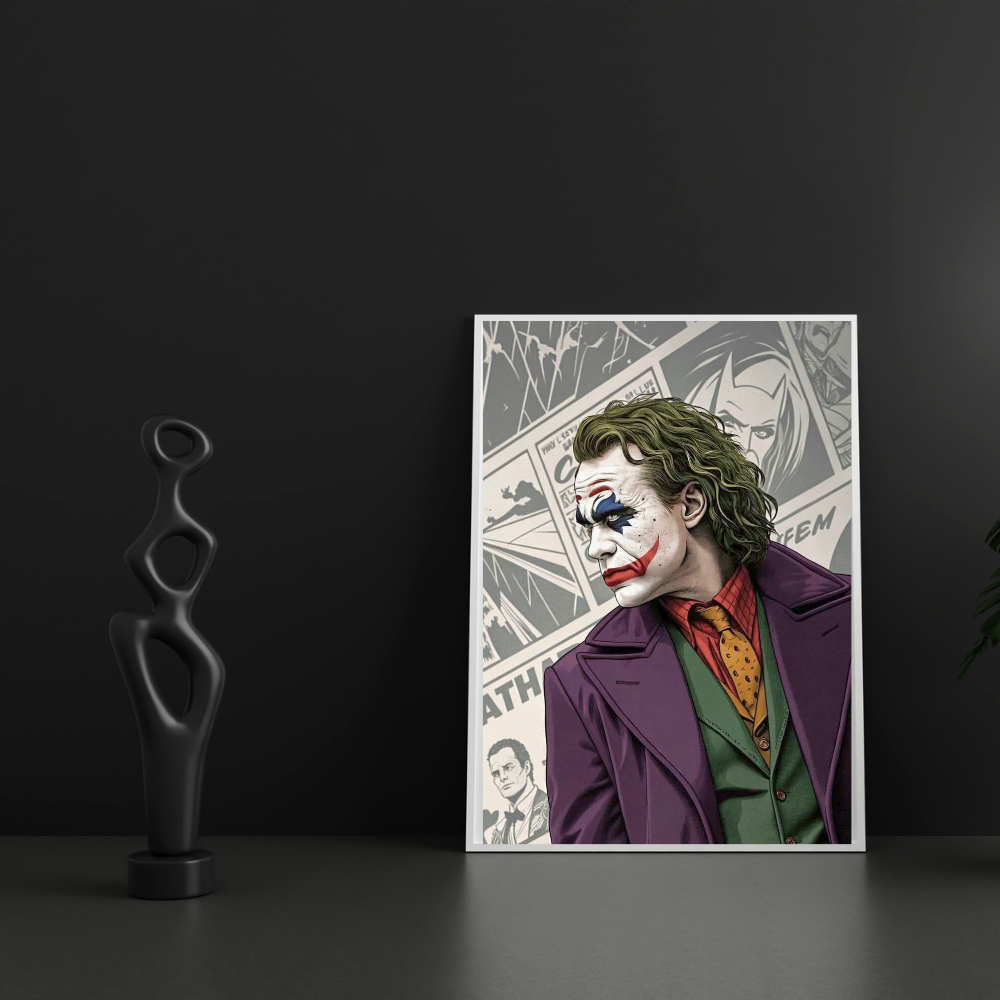 Premium Glossy Aluminium Metal Poster – Jok3r-Inspired Comic Artwork | HD Printed Aluminium Wall Decor for Bedroom, Gaming Room, Office & Studio | Waterproof, Fade-Proof Premium Wall Frame