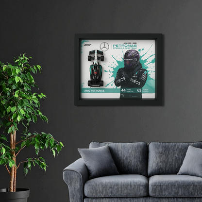 Premium Bburago AMG Petronas F1 Diecast 3D Car Frame – 1:43 Scale 3D Wall Art for Collectors & Motorsport Enthusiasts