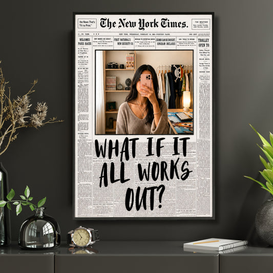 Minimalist Motivational Quote Premium Wall Mirror | “What If It All Works Out” Emotionally Calming Aesthetic Home Décor | Inspirational Modern Wall Art Mirror for Bedroom, Living Room, Office & Study | 12 x 18 Inch