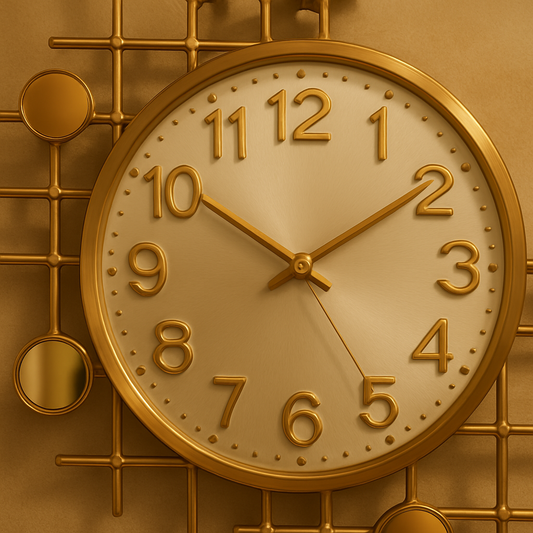 Extra-Large Designer Wall Clock – Modern Gold Geometric Metal Art Clock for Living Room, Hallway & Office