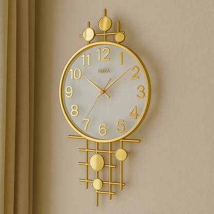 Modern Luxury Gold Wall Clock – Geometric Art-Inspired Designer Timepiece for Home & Office Décor