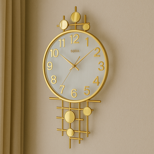 Modern Luxury Gold Wall Clock – Geometric Art-Inspired Designer Timepiece for Home & Office Décor