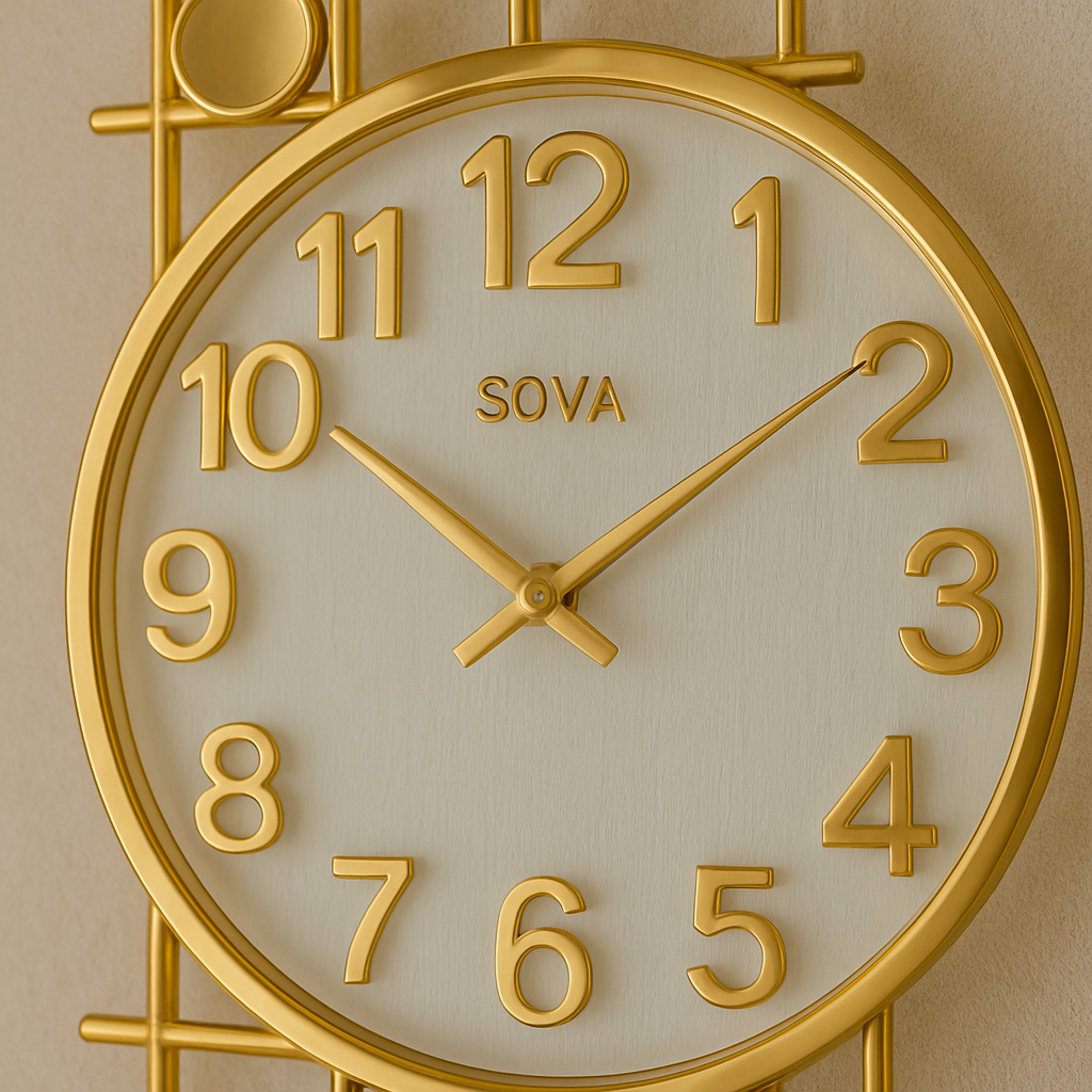 Modern Luxury Gold Wall Clock – Geometric Art-Inspired Designer Timepiece for Home & Office Décor