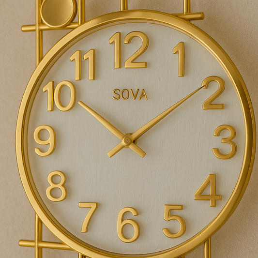 Modern Luxury Gold Wall Clock – Geometric Art-Inspired Designer Timepiece for Home & Office Décor