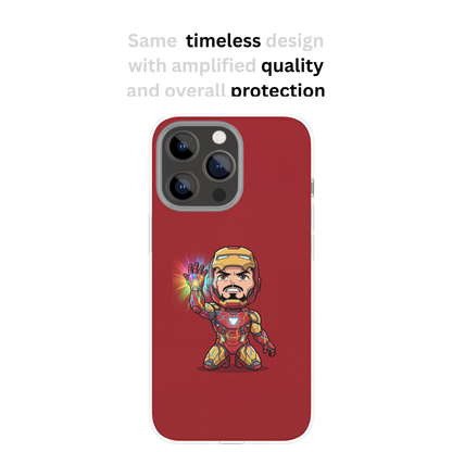 Premium Metal Mobile Back Cover – Iron Man Chibi Infinity Gauntlet Design | High-Gloss Finish | Slim Easy Fit | Scratch & Impact Resistant Luxury Case
