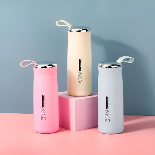 Nice Premium Glass & Plastic Water Bottle – 400ml Leak-Proof, Portable & Stylish Travel Flask for Hot & Cold Beverages – Durable & Eco-Friendly