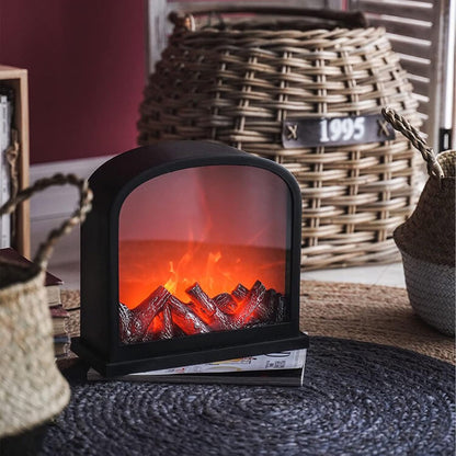 USB Portable LED Fireplace – Tabletop Artificial Flame Heater with Realistic Log Burning Effect for Home & Office Decoration