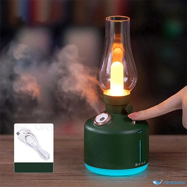 Retro Lamp Humidifier – 2-in-1 Cool Mist Diffuser & Night Light for Home & Office