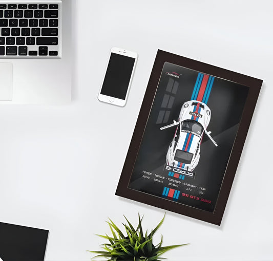 Porsche GT3RS Martini 3D Supercar Wall Art – Diecast Car 1:32 Model