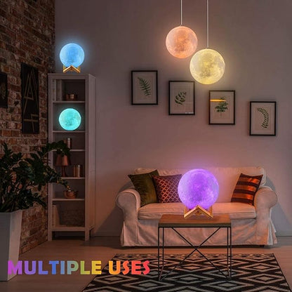 3D Moon Lamp with Wooden Stand