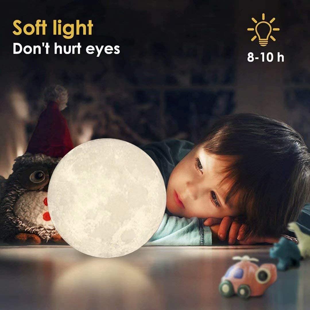 3D Moon Lamp with Wooden Stand