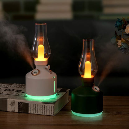Retro Lamp Humidifier – 2-in-1 Cool Mist Diffuser & Night Light for Home & Office