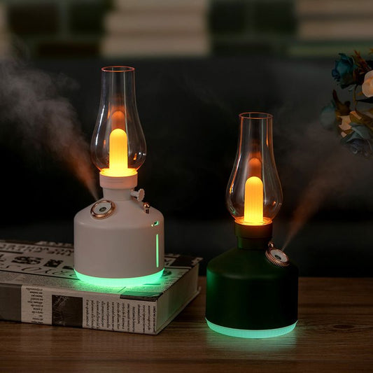 Retro Lamp Humidifier – 2-in-1 Cool Mist Diffuser & Night Light for Home & Office