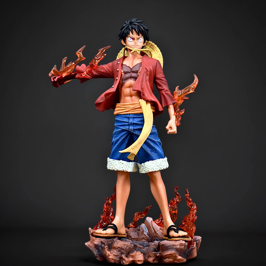 One Piece Monkey D. Luffy Flame Action Figure – 26cm Anime Collectible Dual Face Figurine with Blister Box | High-Quality PVC Model Toy for Anime Fans, Collectors & Gifts