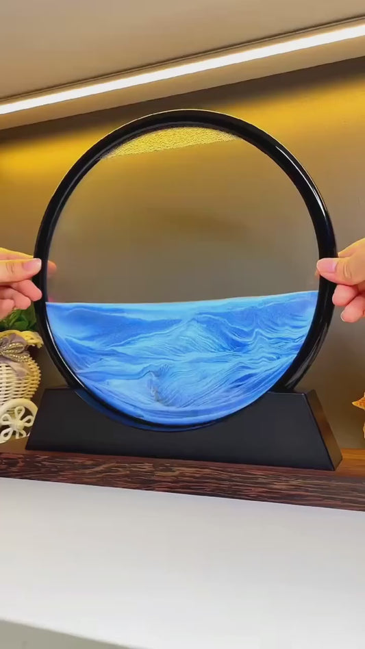 "Moving Sand Art Frame in Motion – Relaxing Tabletop Decor for Home & Office | Soothing Kinetic Sand Picture Showpiece"