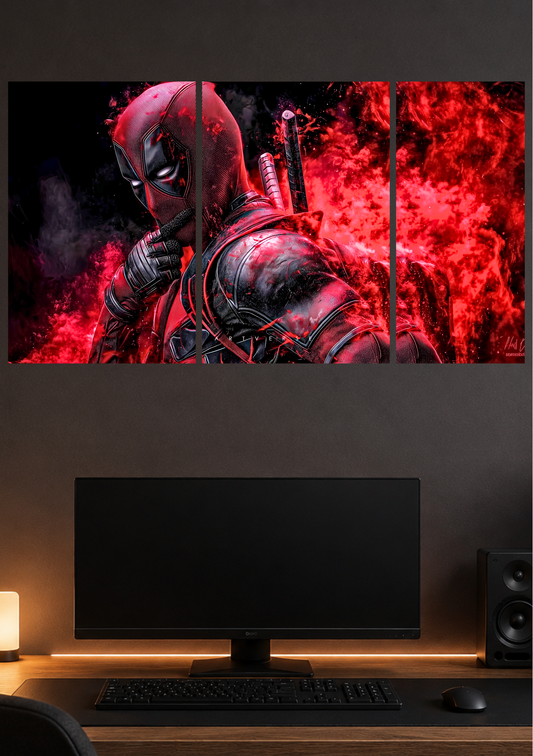 Deadpool Split Poster for Wall | 3 Large A3 Sized Marvel Deadpool Posters for Room Decor | Huge 89 x 42 cm Superhero Wall Art for Bedroom, Gaming Room & Office